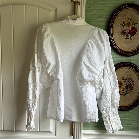 White Ruffled Button-Up Blouse - Picture 4 of 5